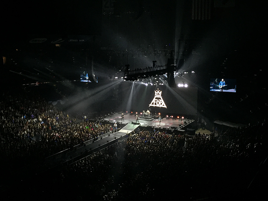 On Nov. 5 American rock band “Fall Out Boy” plays their hit songs on stage in the Amalie Arena in Tampa, Florida. They are performing “Centuries” which reached the Top Ten list on Billboard Music Charts in 2014, the year of it’s release.