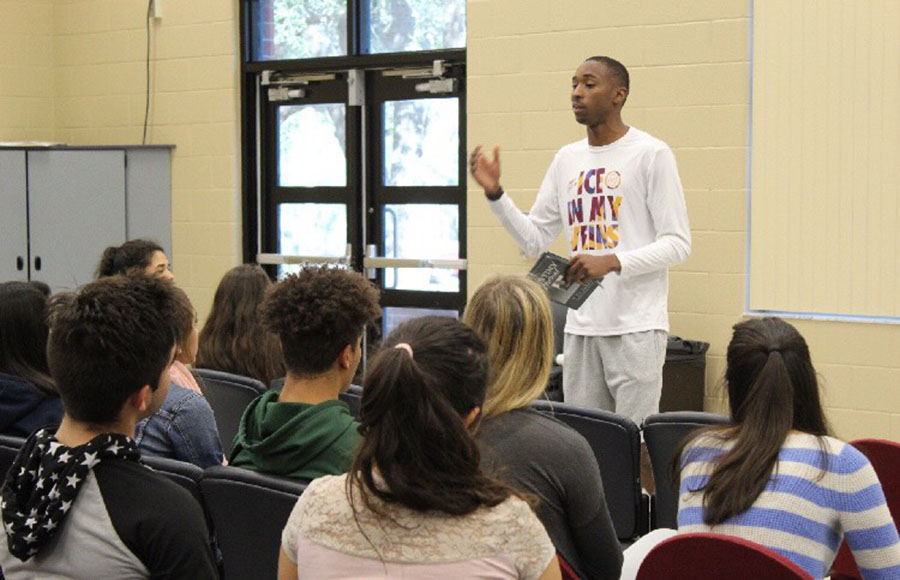 In the community room on Tuesday, Jan. 16 a student speaker from an Orlando church, Church in the Sun, spoke about a devotion. The Anthem Club often invites guest speakers to share knowledge and stories about their relationships with God.