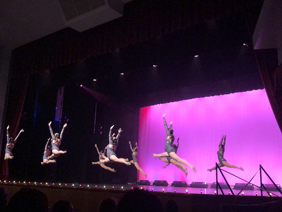 The Starlets dance to “Painting Greys” during the Spring Dance Show on May 10. “My favorite part is just being able to hang out with everybody and have such a good time and know that everybody is really trying their best,” sophomore and Starlet Veronica Calderon said.