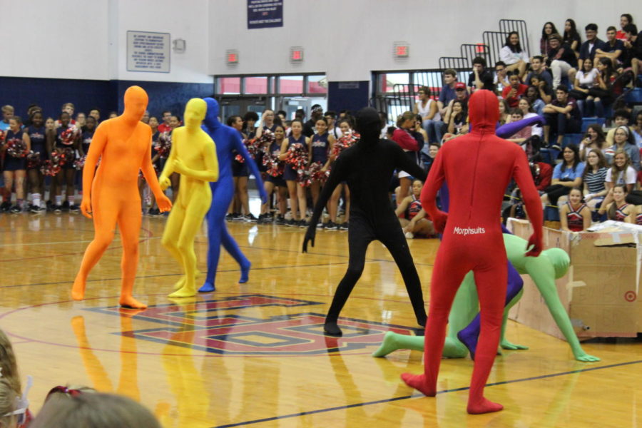 The Brantley Boys dance to a variety of songs throughout their performance during the Sept. 21 homecoming pep rally. The Leadership class plans multiple pep rallies throughout the school year to enhance school pride.