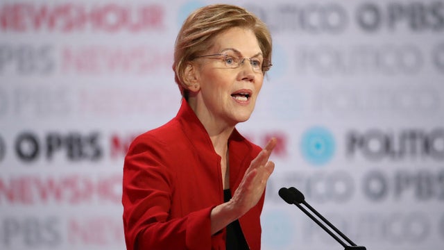 Democratic presidential candidate Elizabeth Warren speaks during the Dec. 19 Democratic primary debate.