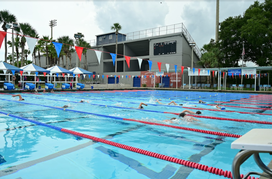 Lake Brantley swimmers practicing for their swim meets; such as the SAC championship were the girls took 1st place. 
