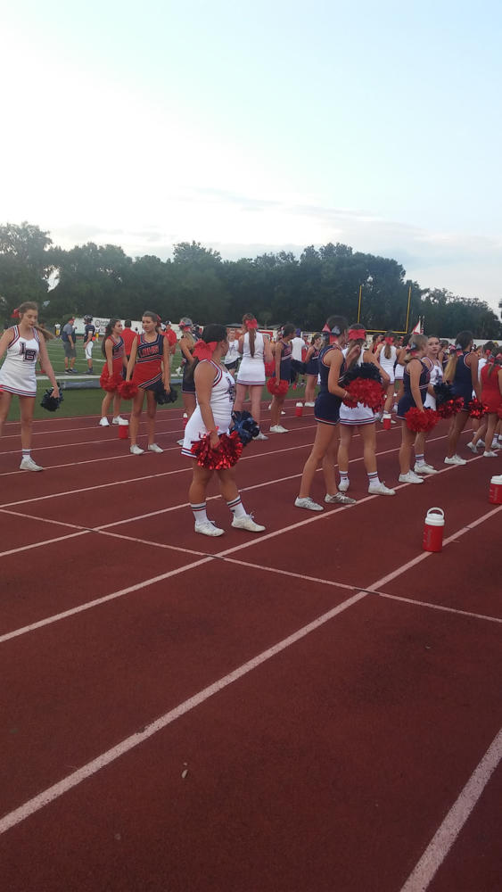 The cheerleaders all came together in order to support the Lake Brantley varsity football team September 7, 2017. Lake Brantley came together as one big family.