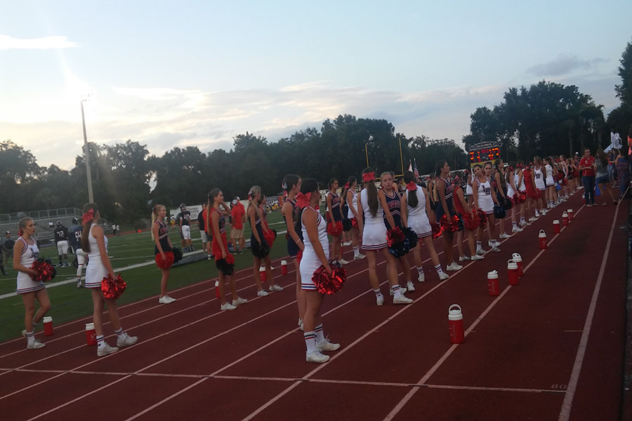 The homecoming game consisted of all the cheerleaders from freshman to varsity to cheer on our Lake Brantley varsity football team at the Tom Story Field September 7, 2017. The cheerleaders did stunts and different cheers to keep the crowd hyped.