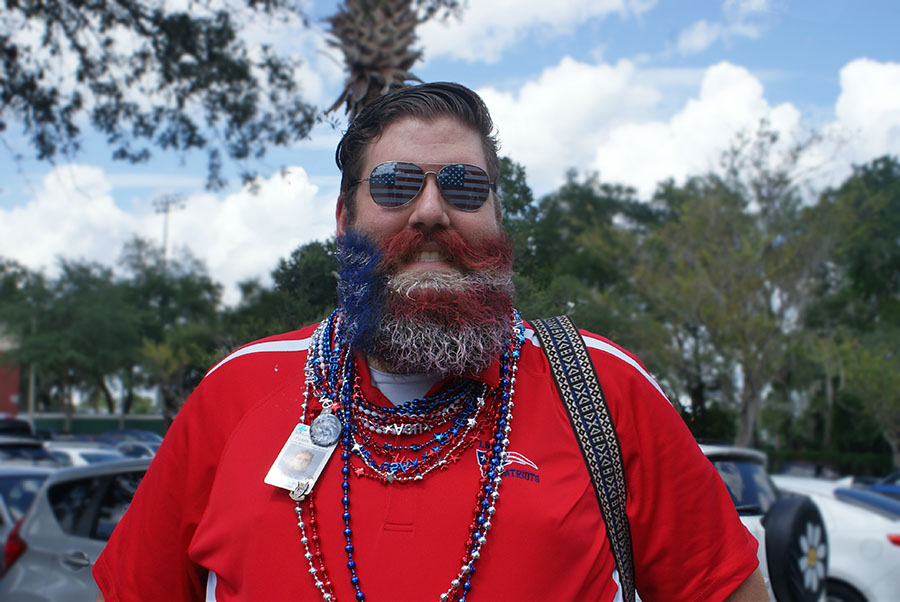 Photography teacher Alex Garver poses in his Freedom “Thursday” attire as he waits for the parade to start on September 7th. Garver was helping both Star Wars and photography club as he sponsors both.