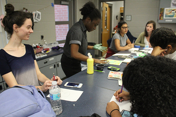 Students are gathering in order to brainstorm and cultivate creative and inspirational cards for the students of Marjory Stoneman Douglas on Friday, Feb. 23 after school. The students of each of the three clubs completed their own respective cards and sent them to the school through a joint effort. 