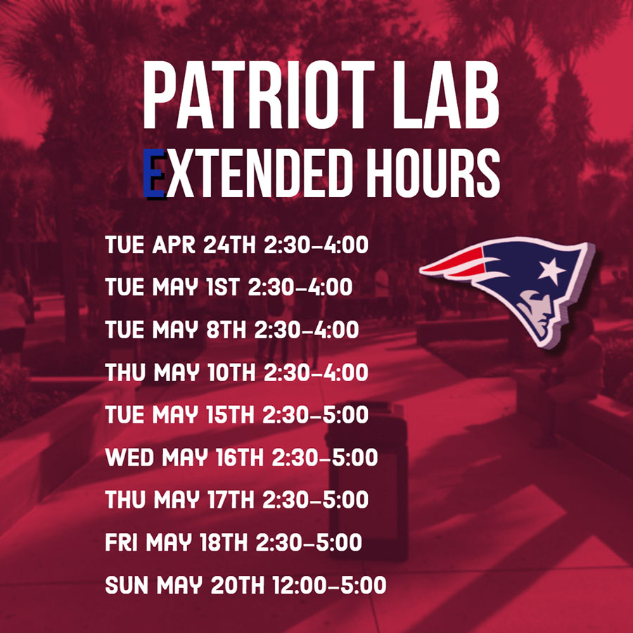 The Patriot Lab is open for after school internet access on certain days and times ranging from 12 to 5 pm. Lake Brantley wants to provide the access to students who need the internet.