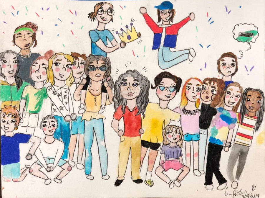 Drawing of the Brantley Banner Staff by Entertainment Editor Aurora Jimenez Castro. Staff members collaborated to decide on what picks would make the final list, as well as voted for their favorites.