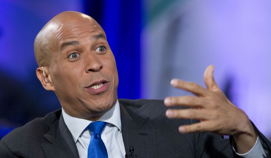 Democratic presidential candidate Cory Booker speaks during a climate change panel on Sept. 20.