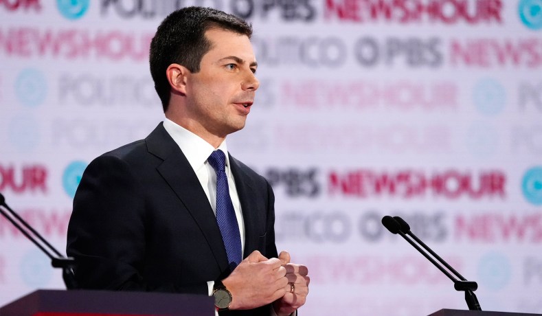 Democratic+presidential+candidate+Pete+Buttigieg+speaks+during+the+Democratic+primary+debate+on+Dec.+19.