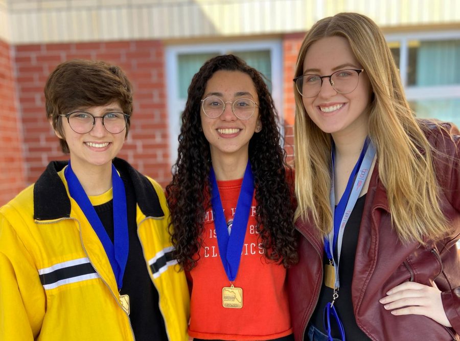 Joelle Wittig, Sabrina Bonadio and Molly Kucharski created a video about Shriners Healthcare for Children, following the prompt of choosing an organization to convince people to donate to. They earned first place in the state level competition.