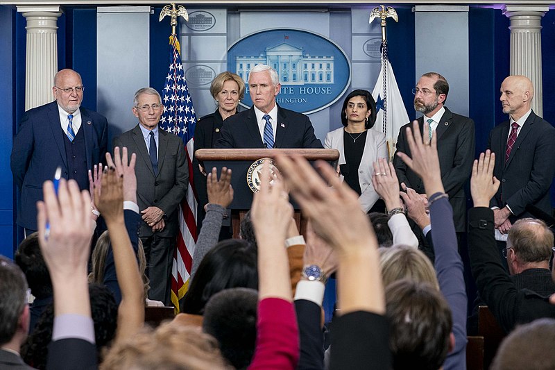 Vice+President+Mike+Pence+holds+a+press+conference+with+Secretary+of+Health+and+Human+Services+Alex+Azar+and+the+White+House+Coronavirus+Response+Coordinator+Deborah+Birx+Monday%2C+March+2%2C+2020%2C+in+the+White+House+Press+Briefing+Room.