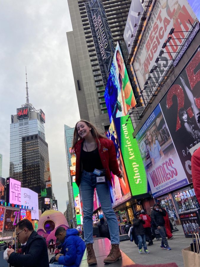 Brooke+Pressimone+poses+in+Times+Square+during+her+trip+New+York+City+in+November+of+2019.+Pressimone+was+set+to+perform+as+a+dancer+in+the+annaul+Macys+Thanksgiving+Day+Parade.+