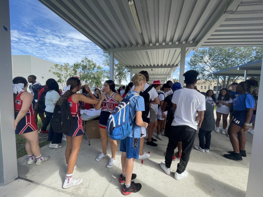 On the last day of spirit week, Friday, Sept. 16, students came to school wearing red, white and blue in support of the “Patriot Riot” theme. Students also gathered to purchase the “Break Mary” shirts at lunch to wear them to the highly anticipated rivalry game later that night. 