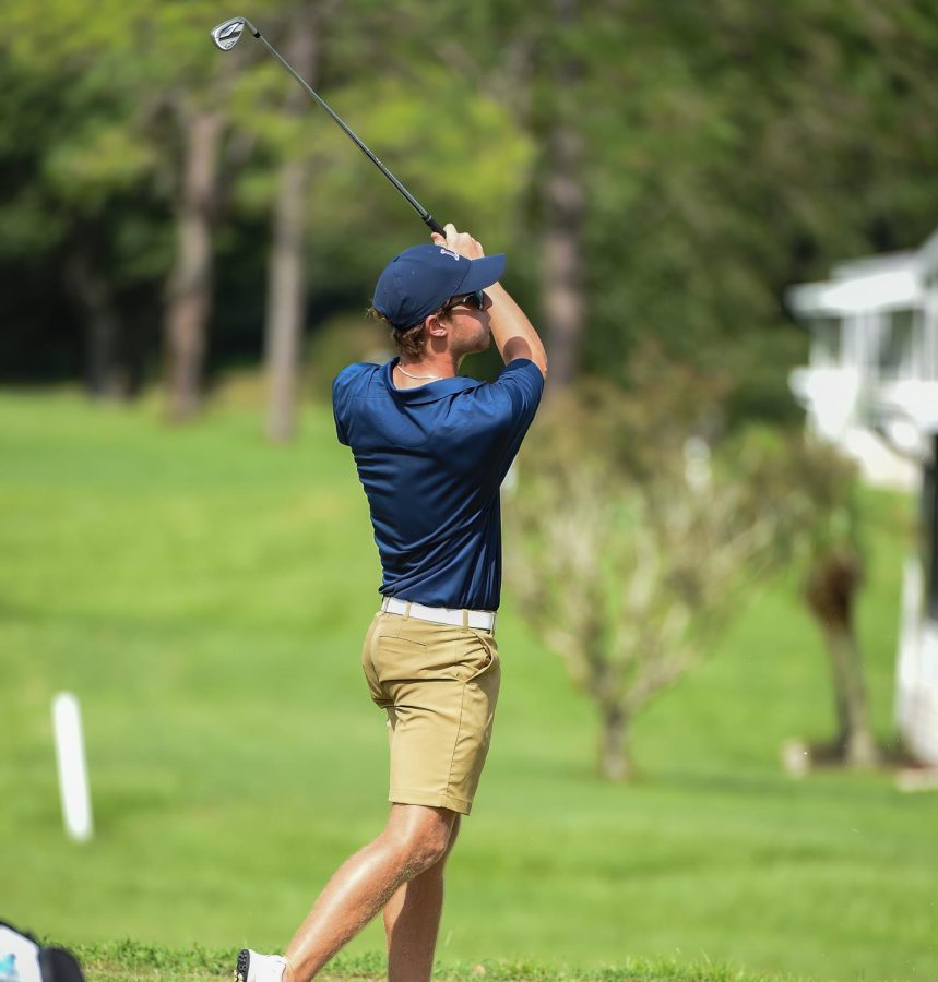 As senior Luke Roberts tees off during his match, he looks to assist the team in continuing their undefeated streak, as they are currently 5-0 on the season. “The match definitely gives everyone insight on what my teammates and I have to get better at moving forward,” Roberts said.