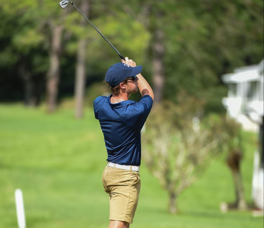 As senior Luke Roberts tees off during his match, he looks to assist the team in continuing their undefeated streak, as they are currently 5-0 on the season. “The match definitely gives everyone insight on what my teammates and I have to get better at moving forward,” Roberts said.