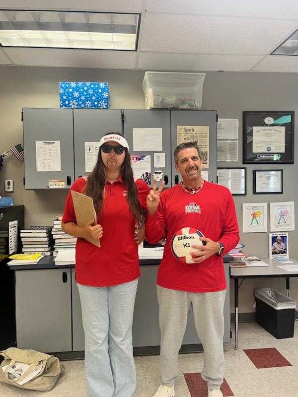 Senior Austin Knight and Coach Allan Knight dressed up as each other for student/teacher swap day.